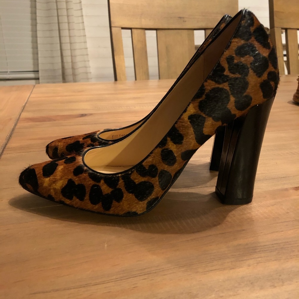 Cole Haan calf hair leopard print pumps